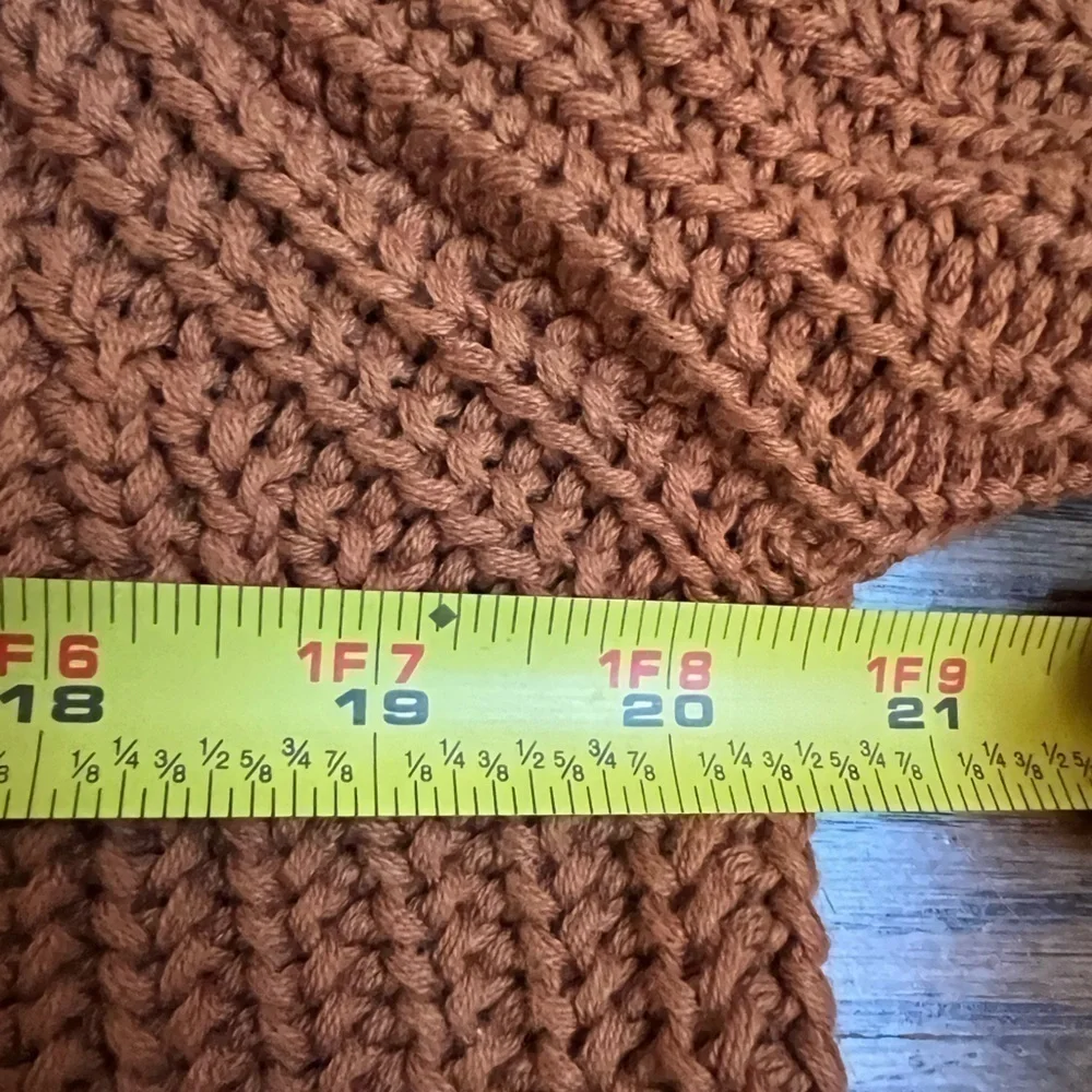 525 AMERICA Cognac cotton heavy knit balloon sleeves size large - Picture 10 of 11